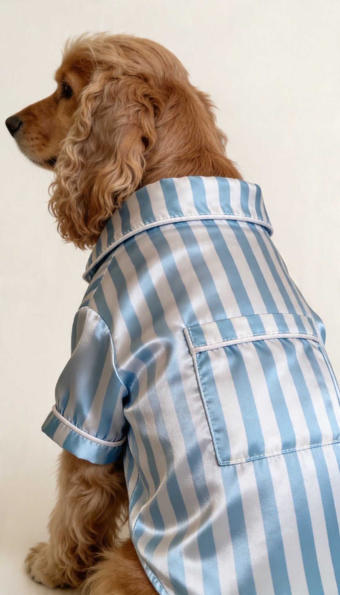 Sky Blue Striped Satin Dog Shirt - Astra - shop - eg
