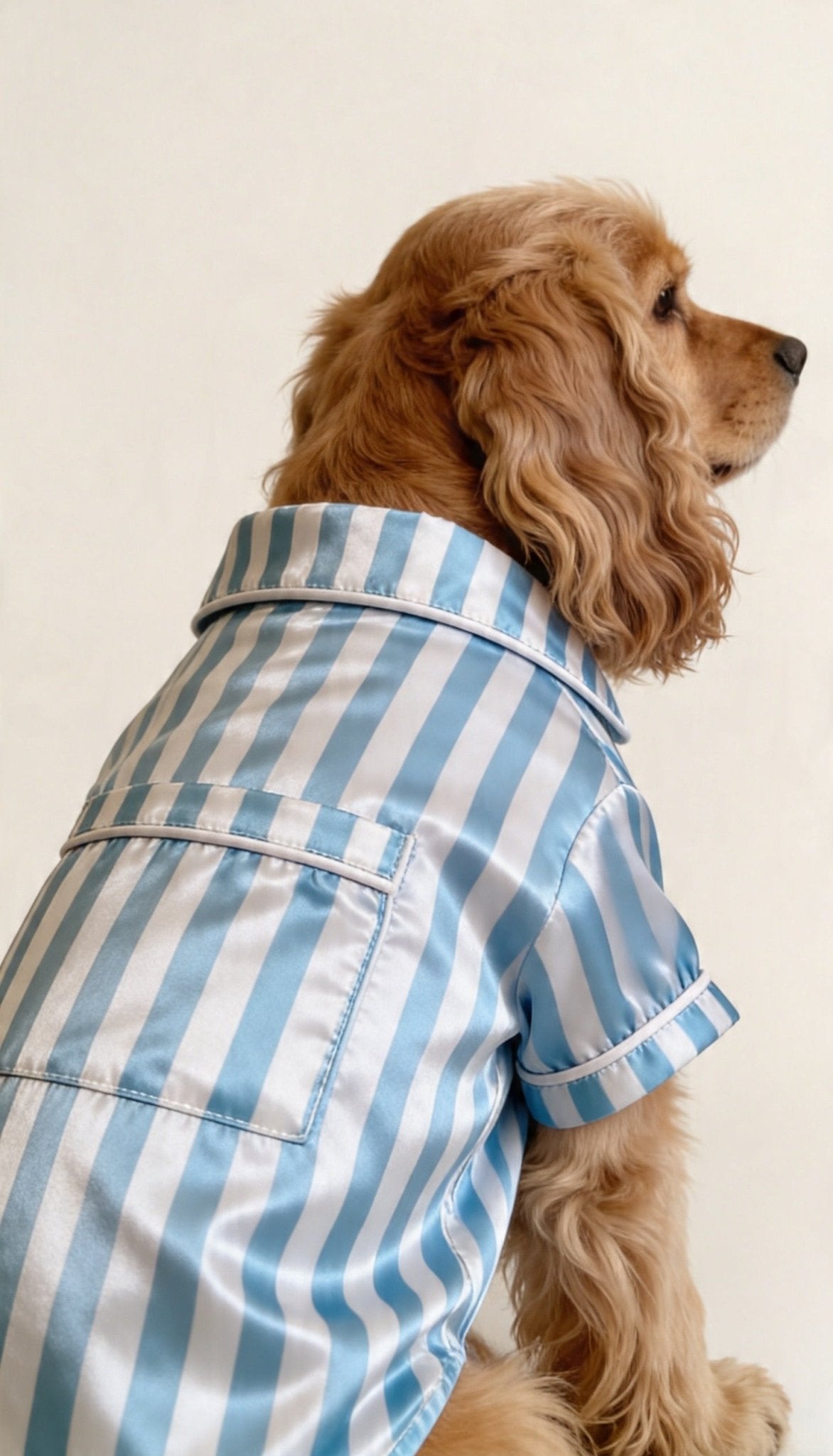 Sky Blue Striped Satin Dog Shirt - Astra - shop - eg